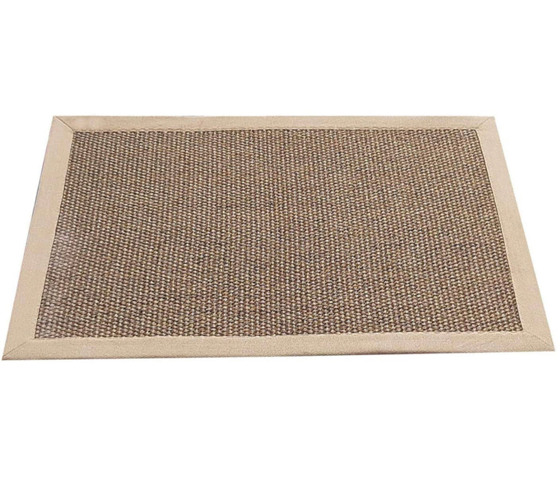 Sisal rug with a textured pattern on a white background
