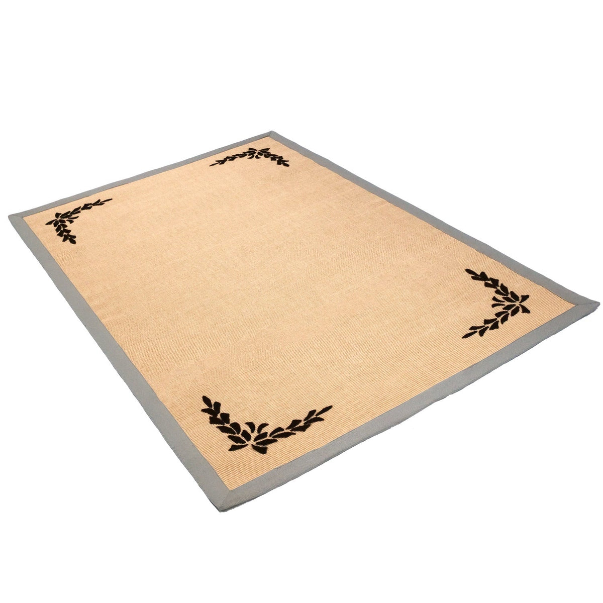 OnlyMat Natural Jute Carpet with Flocked Border Design- 120cm x 180cm - Luxury Rug, Organic Carpet, BedSide Runner