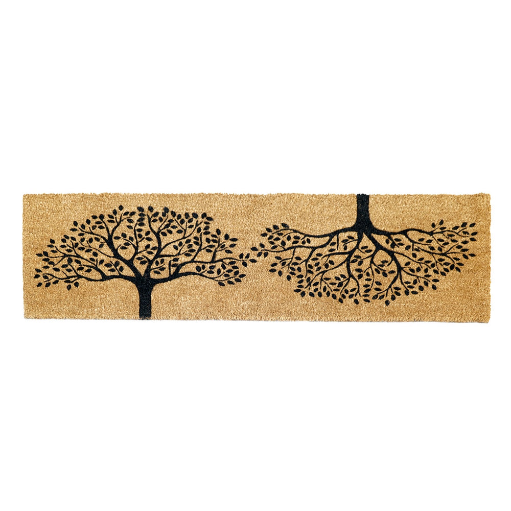 OnlyMat Twin Tree of Life Mat -  Printed Natural Coir Oblong Doormat - 40cm x 120cm