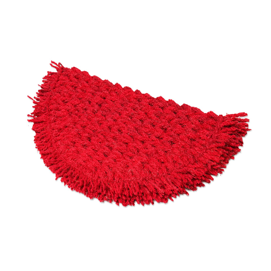Red textured coir rug on a white background