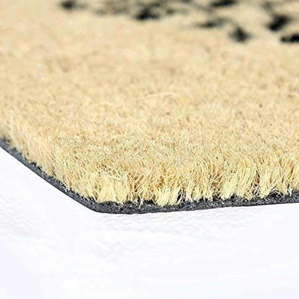 OnlyMat Long Black colour Tree Printed Coir Floor Mat (Beige Colour)