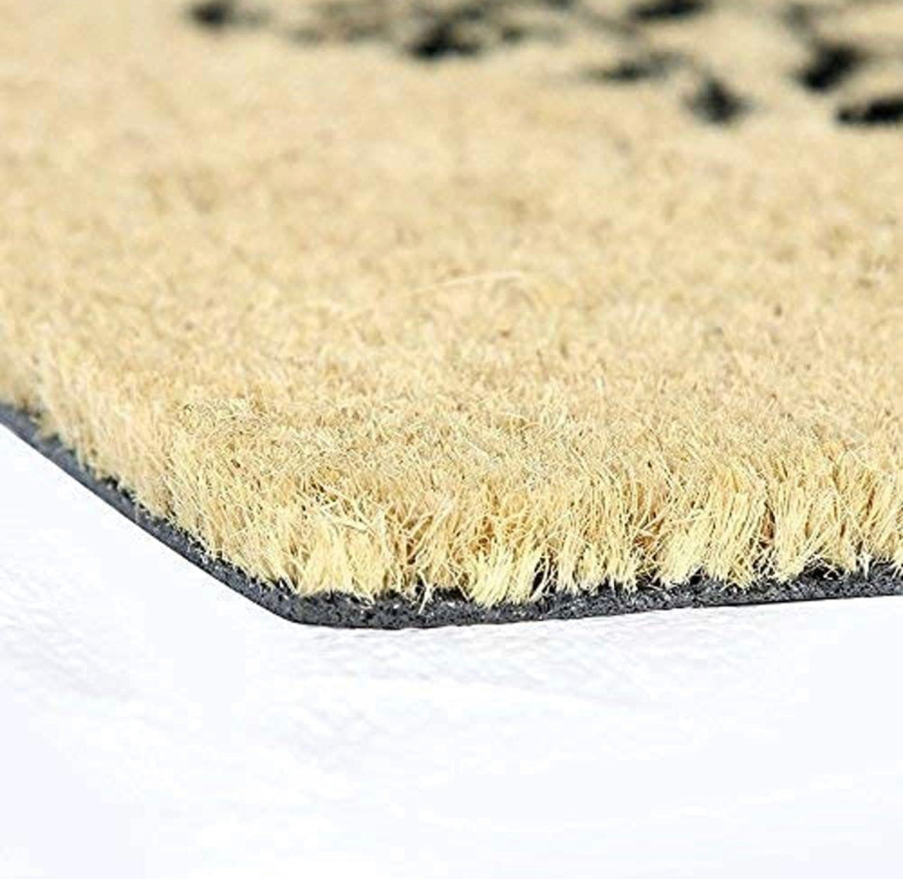 OnlyMat Long Black colour Tree Printed Coir Floor Mat (Beige Colour)