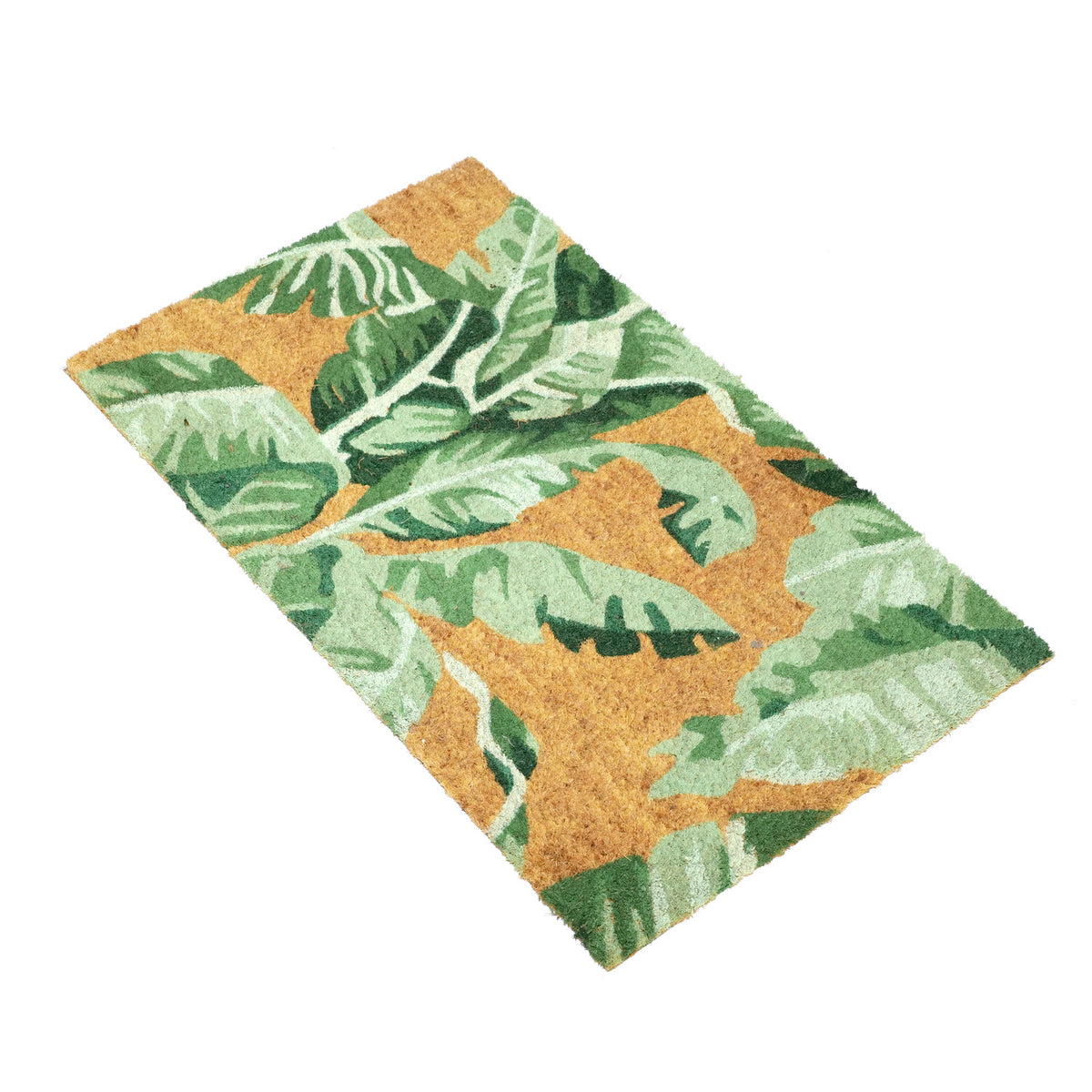 Green colour Banana Leaves Design Printed Natural Coir doormat