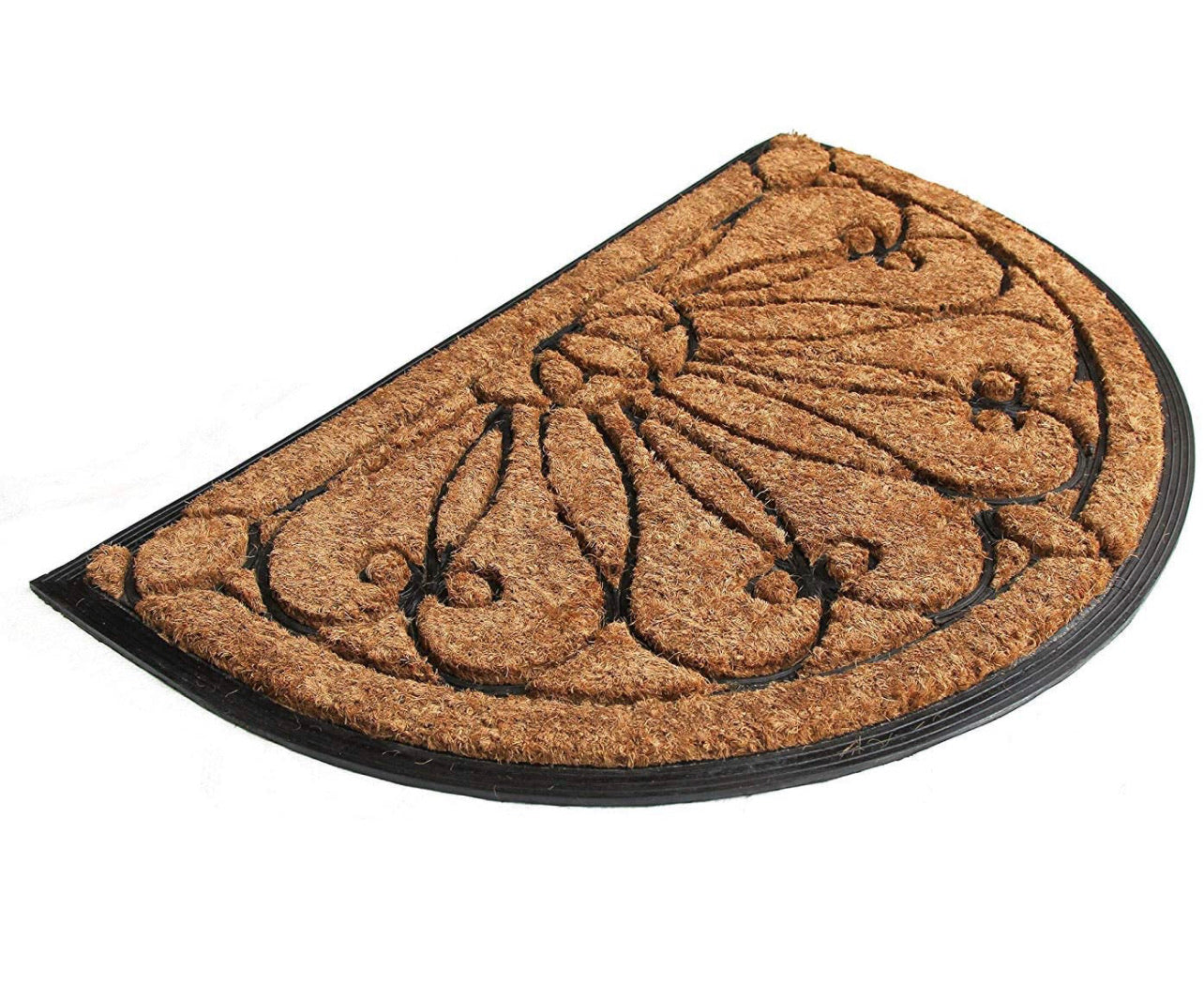 Half Moon Shape Coir Doormat with Rubber Moulded Border