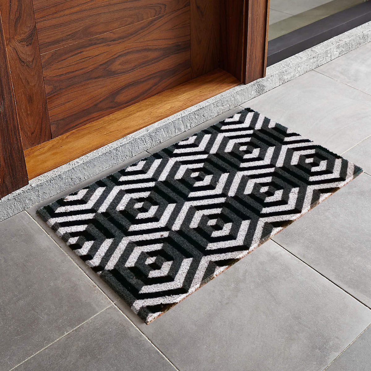 Stylish 3D Octagon Design Natural Coir Doormat