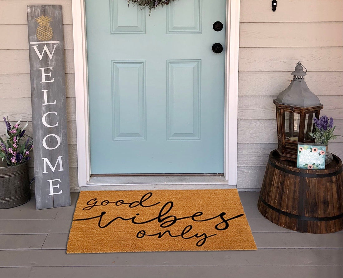 OnlyMat Good Vibes Only Printed Natural Coir Door Mat