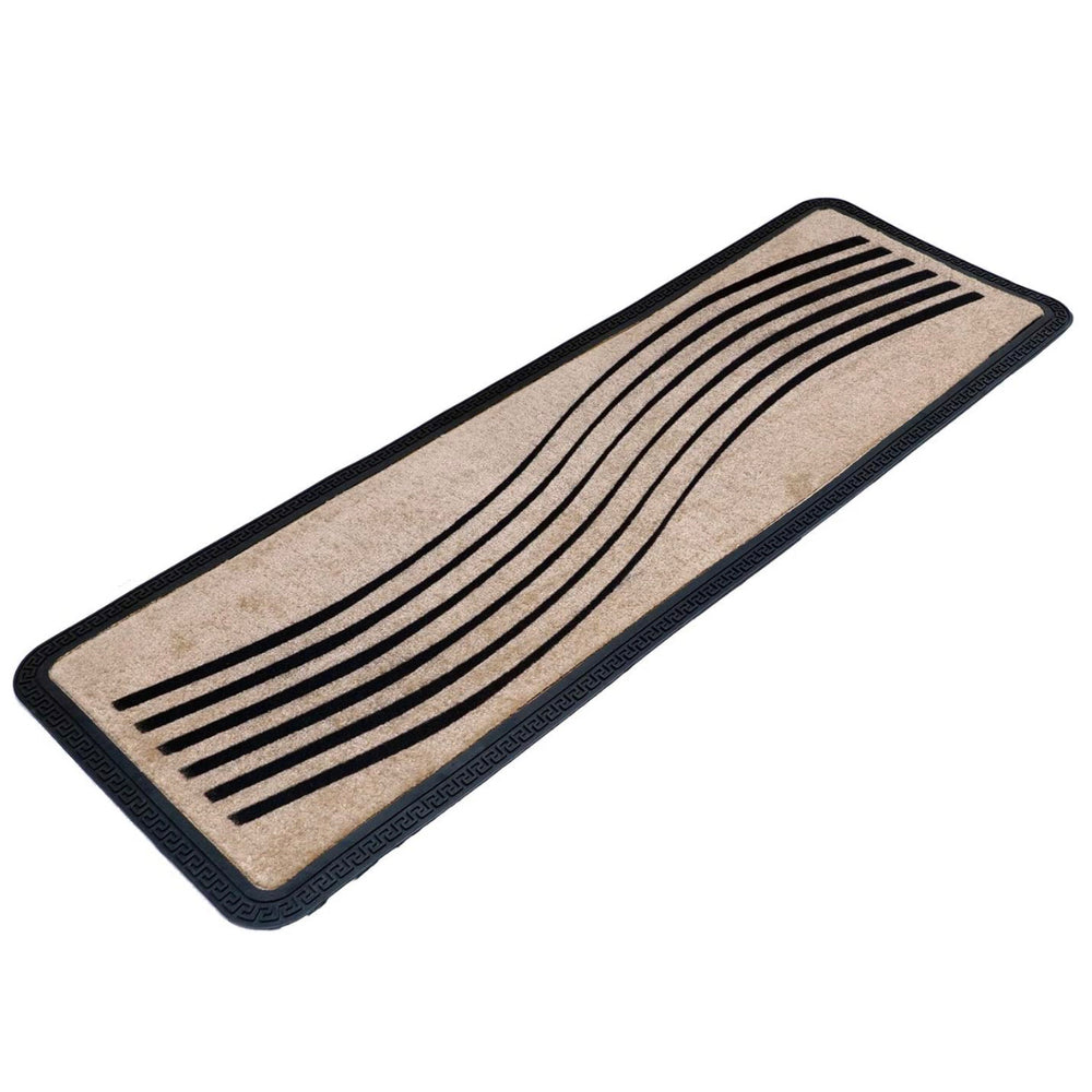 OnlyMat Luxury Anti-Skid Soft Polypropylene WAVE Flocked Oblong Floor Mat -Beige , 40 cm x 120 cm