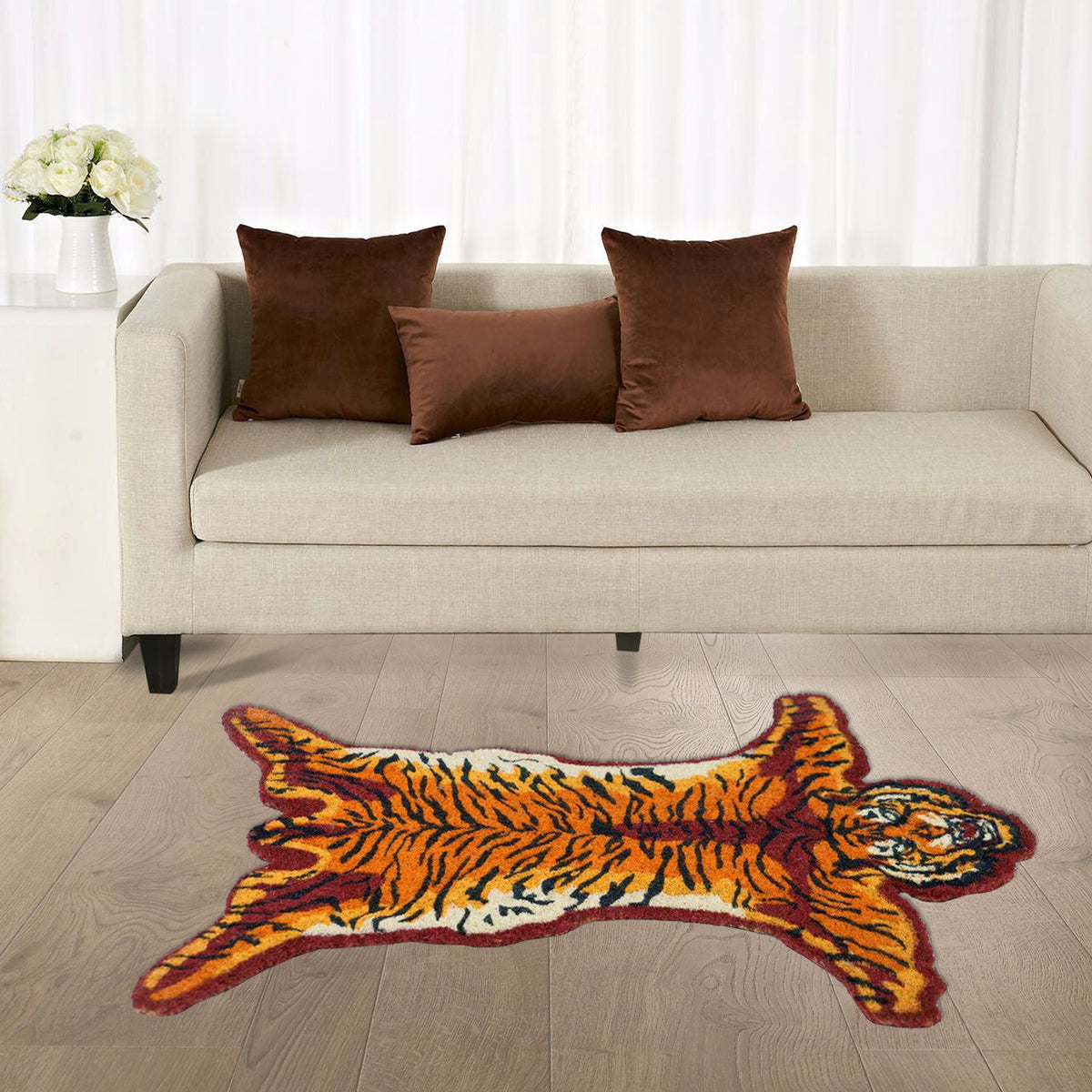 Tiger Shape Coir Floor Mat