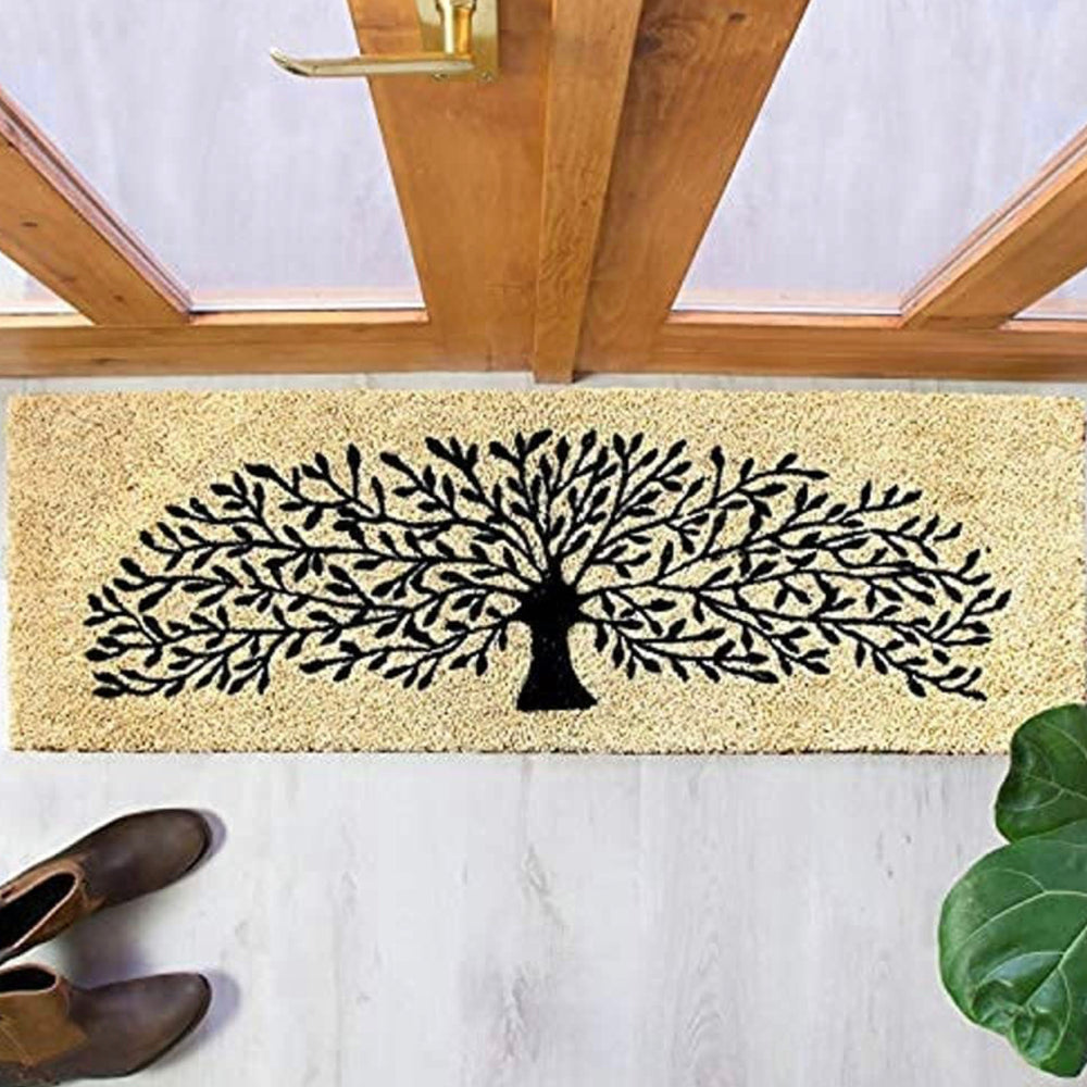 OnlyMat Beige Bleached Tree Design Coir Doormat