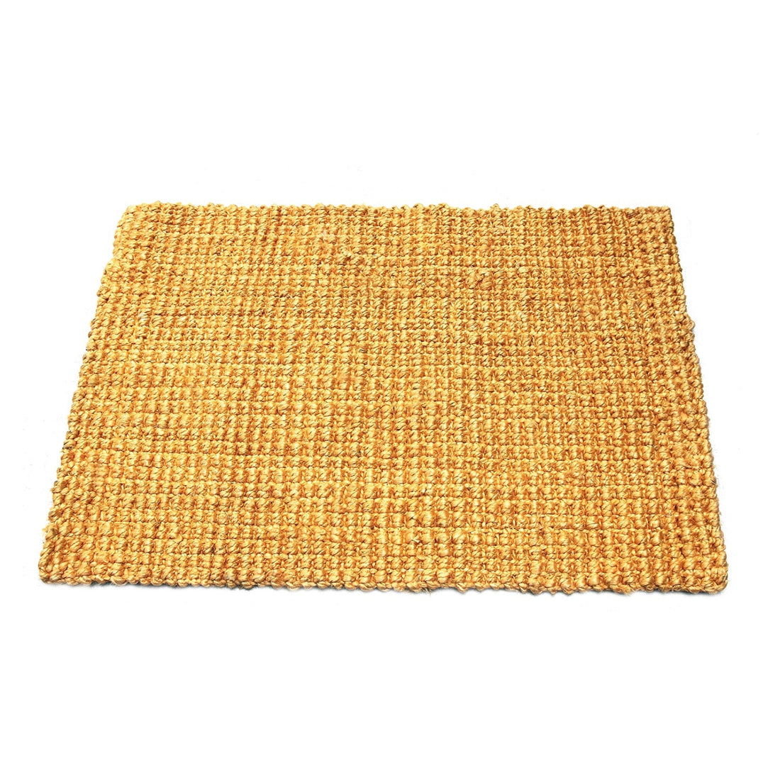 Textured jute mat on a white background