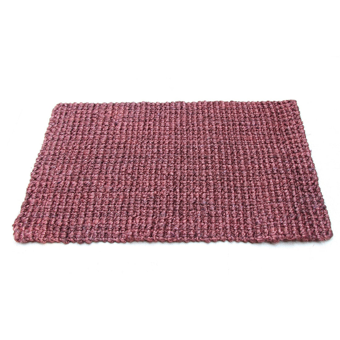 Pink textured jute mat on a white background