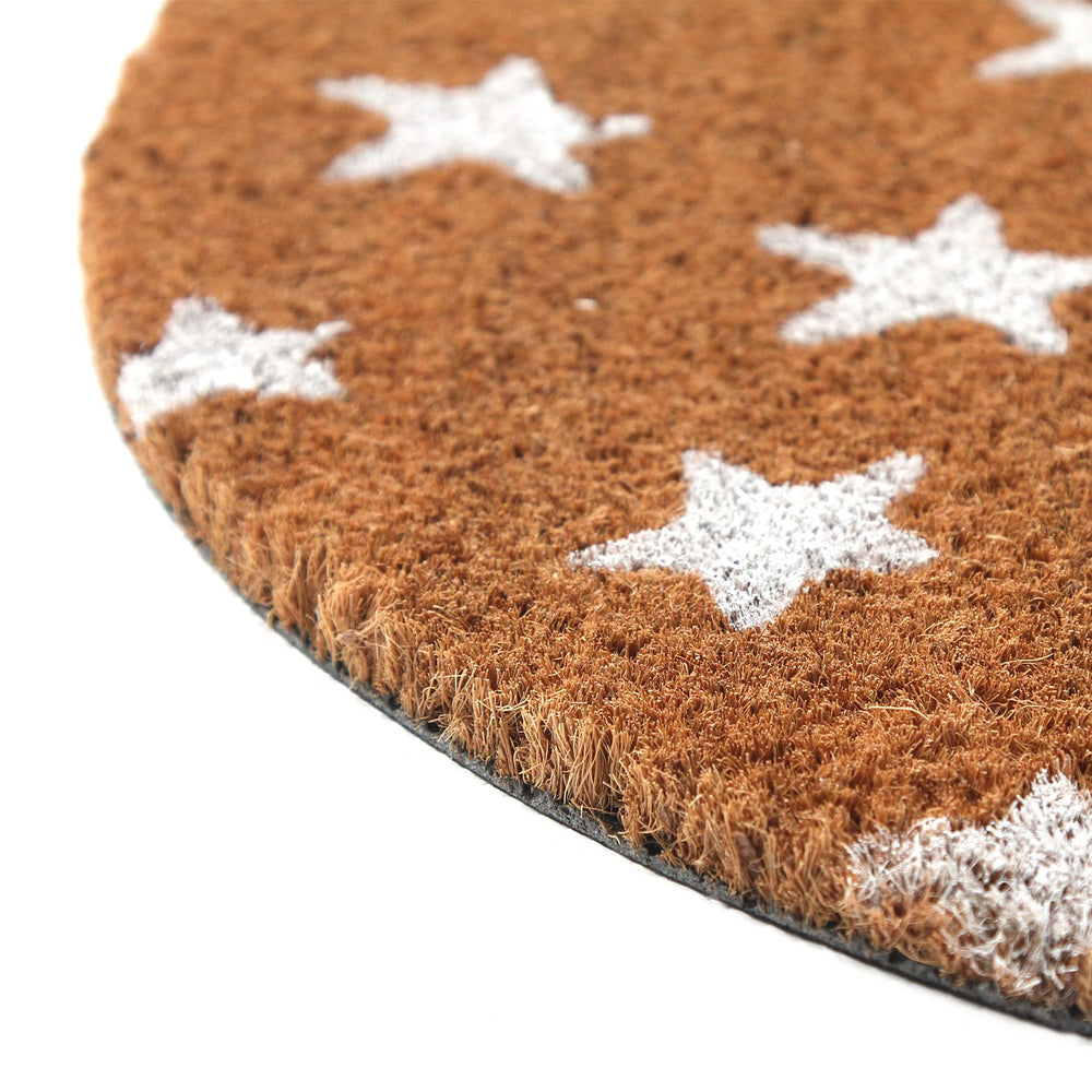 
                      
                        Elegant White Star printed Natural Printed Coir Round Shape Floor Mat - OnlyMat
                      
                    