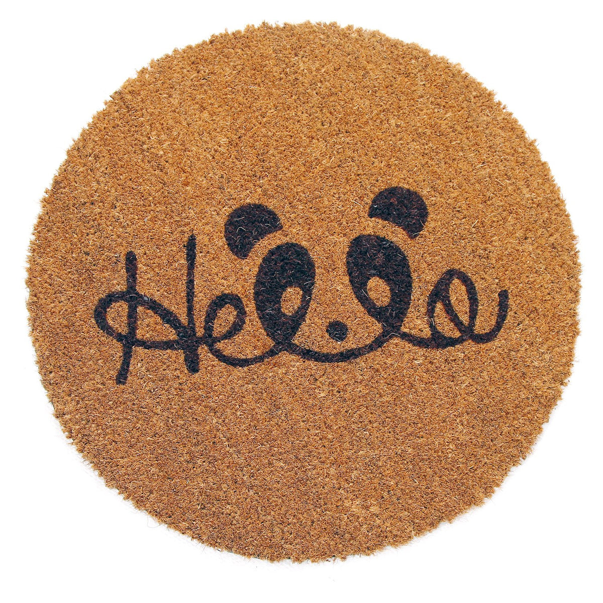 Cute "Hello" printed Natural Coir Round Shape Floor Mat - OnlyMat