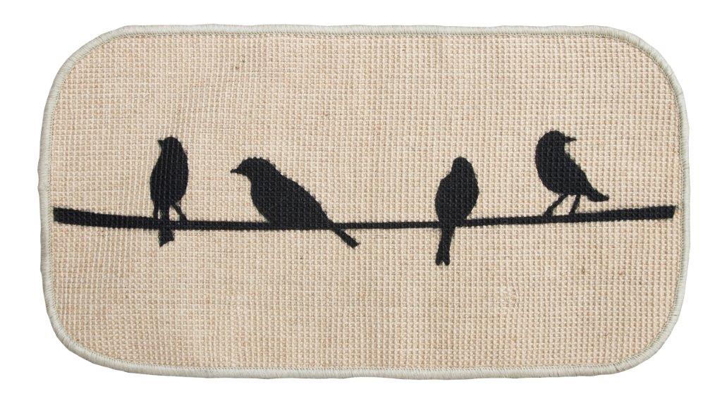 Onlymat Micro Boucle Bird Design Printed Anti Slip Jute Mat - OnlyMat